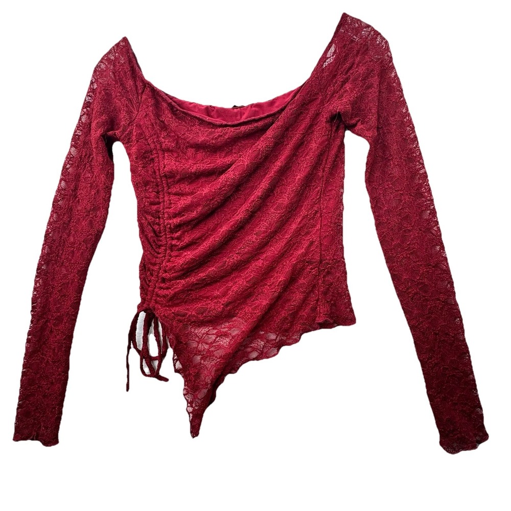 Windsor Fairy Goth Top Sz Small/Medium Lace Knit Tie Sheet Sleeves Off Shoulder